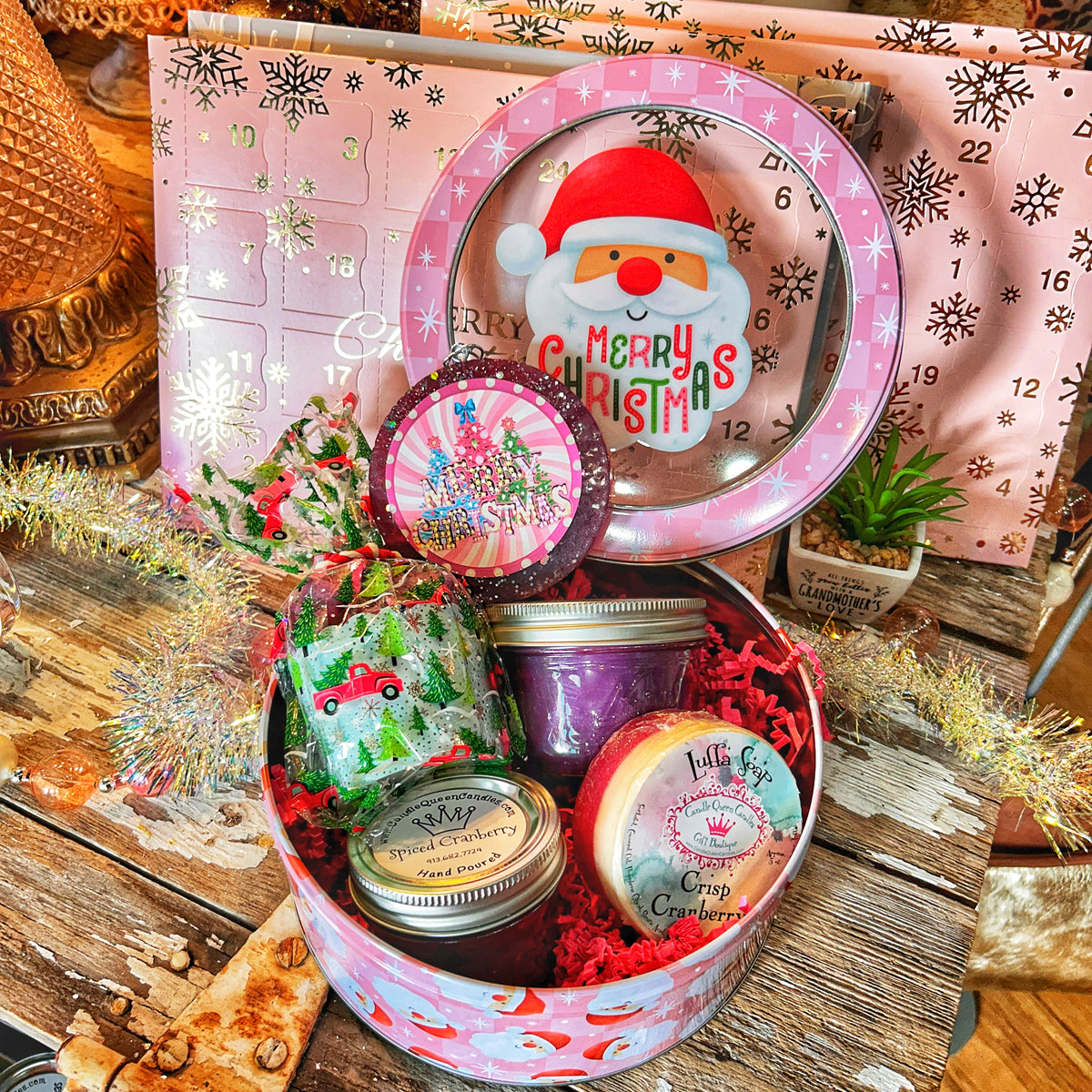 5 piece Christmas Candle Set in a tin!