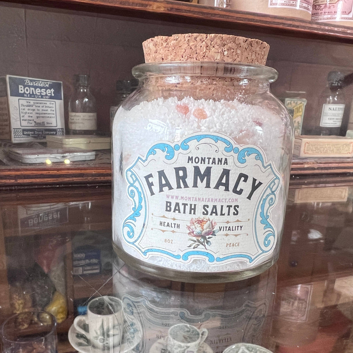 Foaming Bath Salts in Old Fashioned Apothecary Jar PEACE