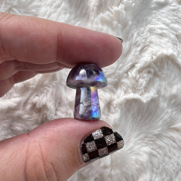 Aura Lepidolite Mini Mushroom