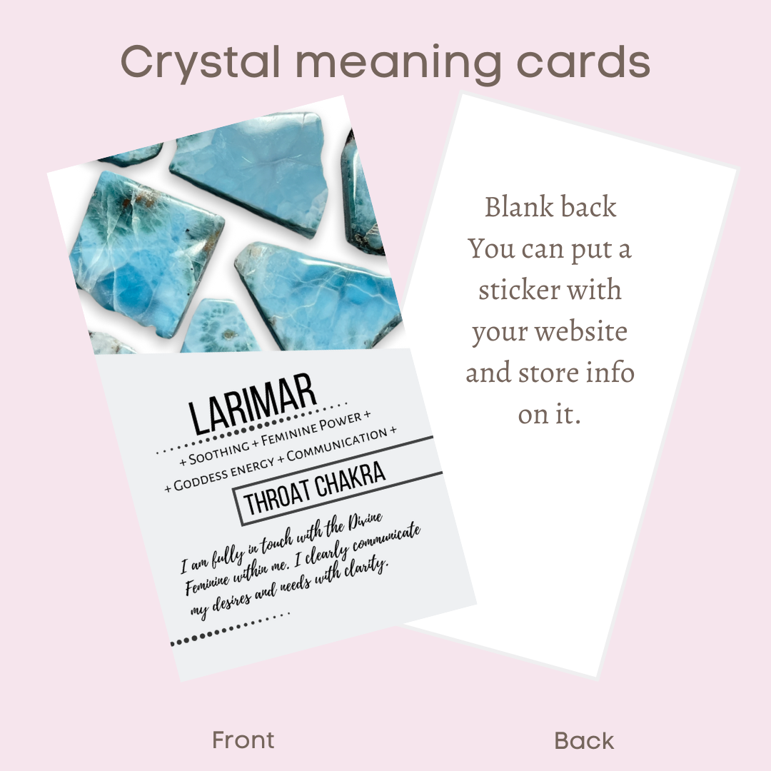 Q-S Wholesale Pack of 20 crystal meaning cards (ONE DESIGN): Rose quartz