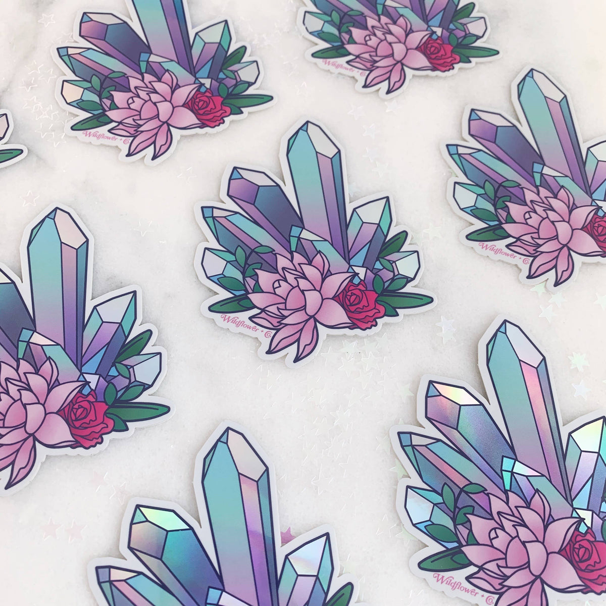 Crystal Cluster Sticker - Holographic
