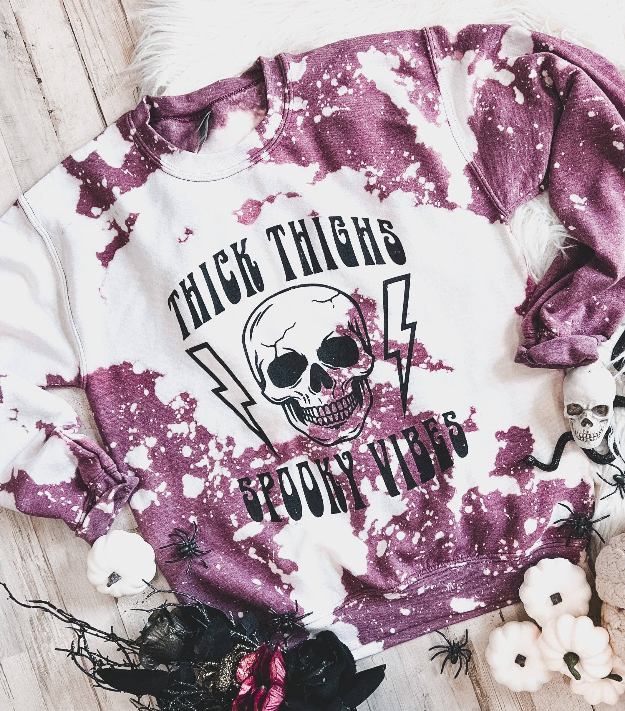 Thick Thighs Spooky Vibes (Bleach Sweatshirt)